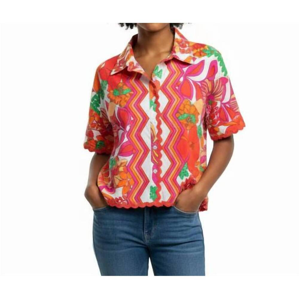 NEW MAHILA mari short sleeve blouse in multi